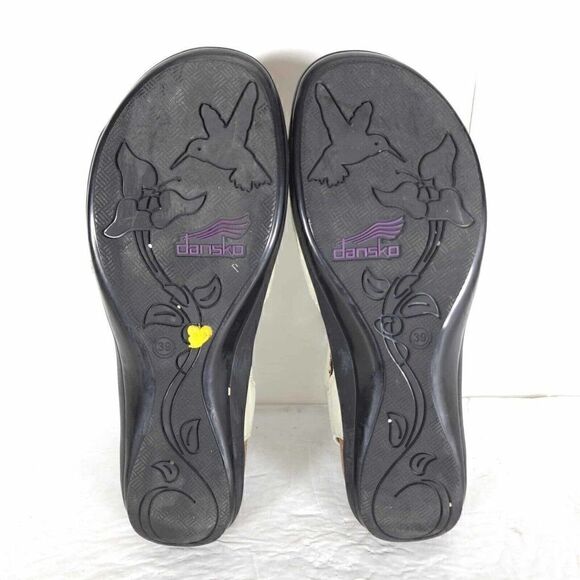 Dansko Women's Jess EU39 US8-8,5 Ivory Leather Strappy Wedge Sandals Shoes - Picture 12 of 13